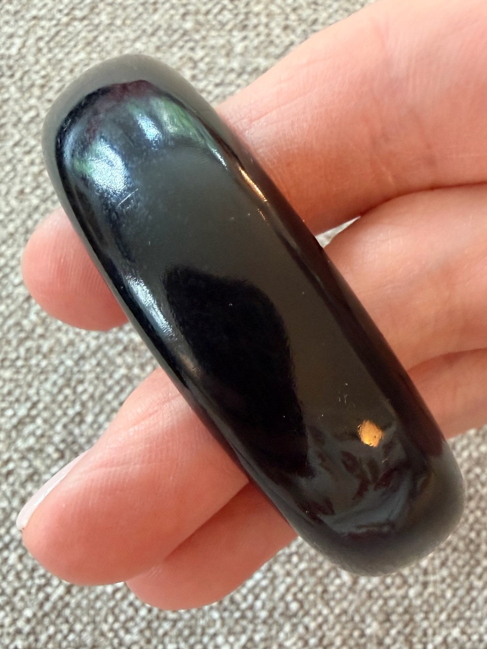 Gorgeous Chunky Vintage Black Bakelite Bangle
